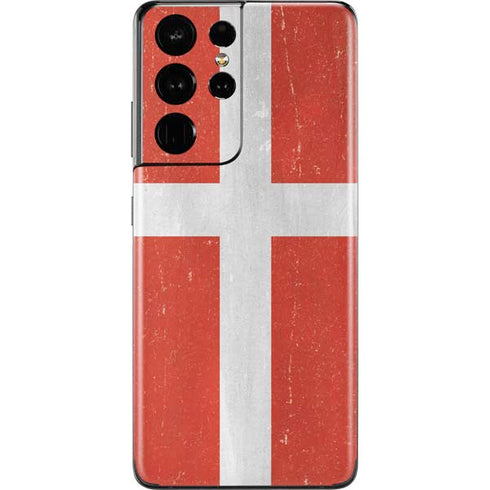 Denmark Flag Distressed Galaxy S21 Ultra 5G Skin